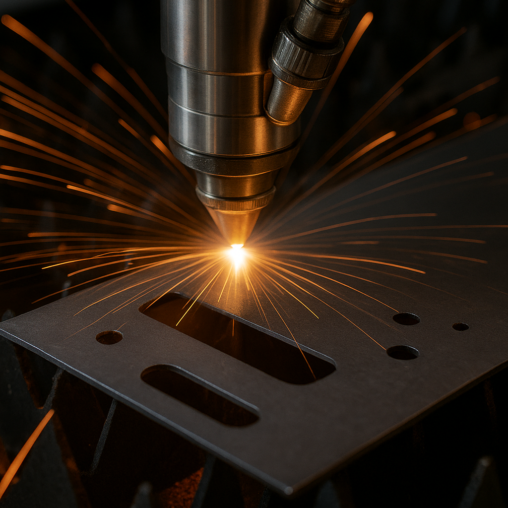 Laser cutting process with sparks and metal cutting
